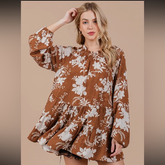 Boho Floral Print Long Sleeve Top - Picture 2 of 7